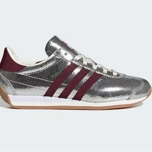 Adidas Silver and Burgundy Sneakers
